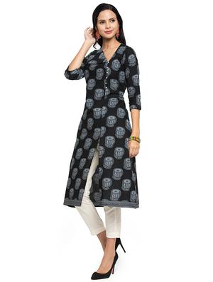 front slit printed a-line kurta - 16634116 - Standard Image - 2