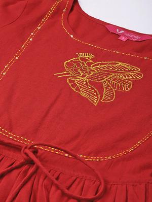 embroidered a-line kurta - 16634152 - Standard Image - 5