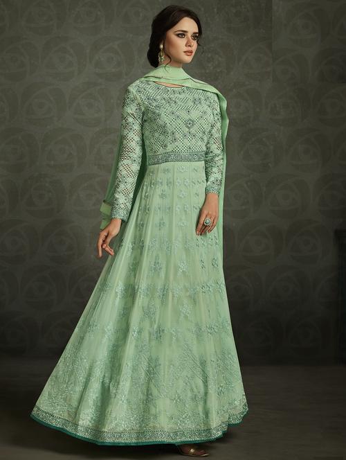 embroidered semi-stitched suit - 16634184 - Standard Image - 1