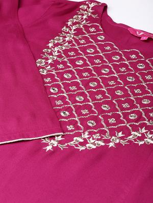zari embroidered a-line kurta - 16634218 - Standard Image - 5