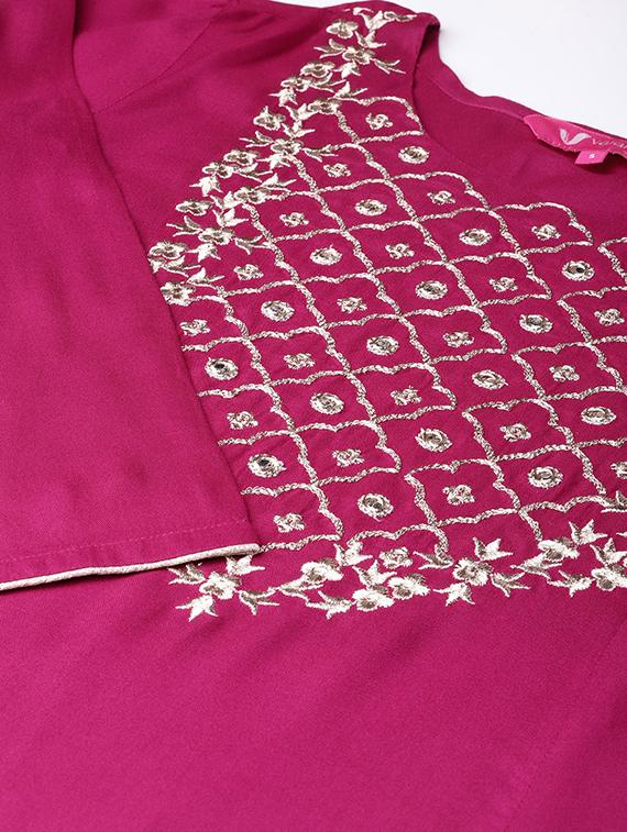 zari embroidered a-line kurta - 16634218 - Zoom Image - 5