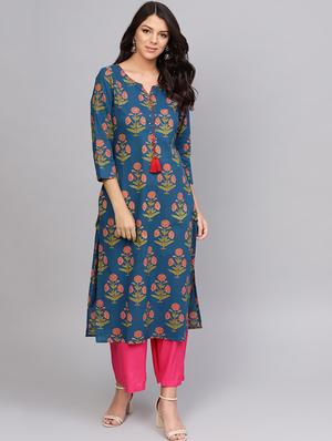 floral printed straight kurta - 16634228 - Standard Image - 2