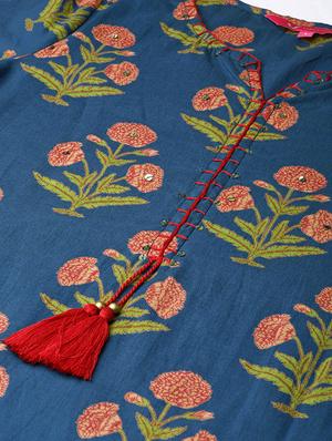 floral printed straight kurta - 16634228 - Standard Image - 5