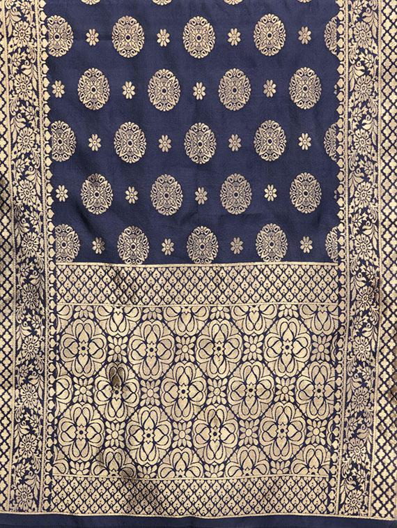 embroidered silk fit & flare kurta with zari work dupatta set - 16634283 - Zoom Image - 5