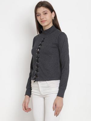 turtle neck criss cross detail top - 16634713 - Standard Image - 2