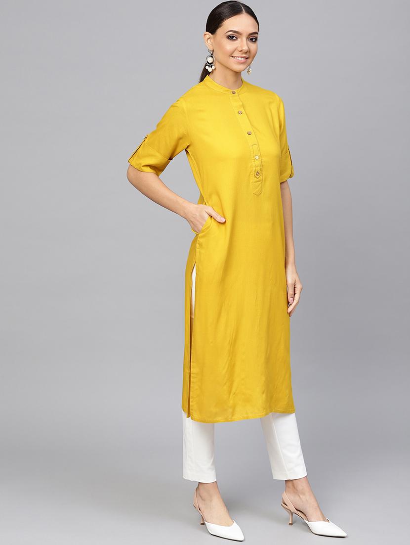 solid straight kurta - 16634741 - Zoom Image - 2