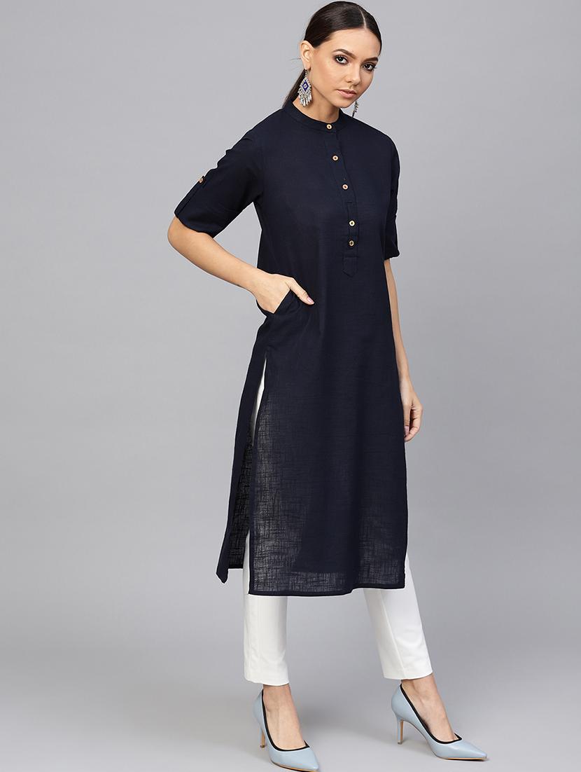 solid straight kurta - 16634749 - Zoom Image - 2
