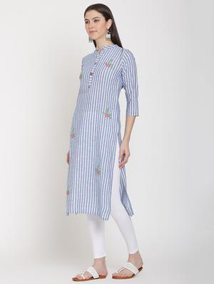 striped straight kurta - 16634961 - Standard Image - 2