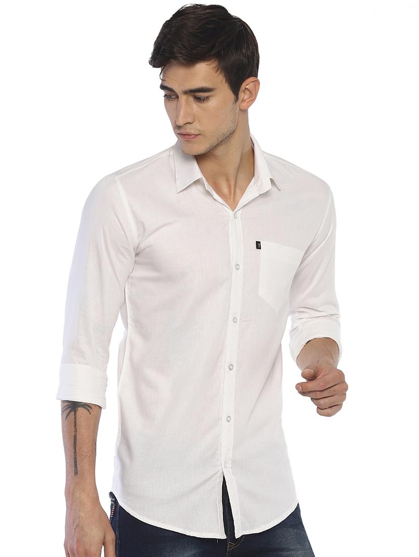 white solid casual shirt - 16635227 - Zoom Image - 2