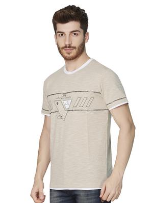 beige chest print t-shirt - 16636048 - Standard Image - 2