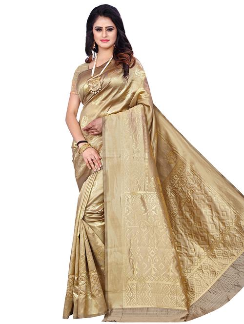 solid woven saree with blouse - 16636608 - Standard Image - 1