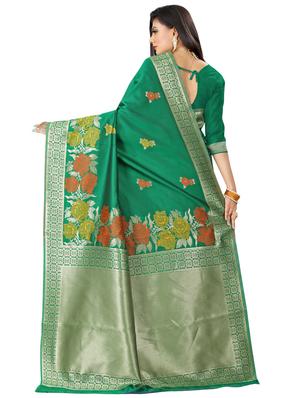floral woven saree with blouse - 16636631 - Standard Image - 2