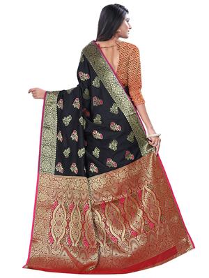 floral woven saree with blouse - 16636749 - Standard Image - 2
