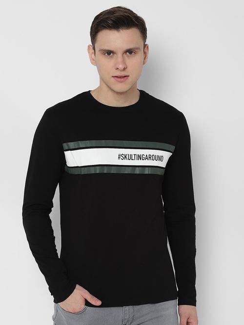 black chest print t-shirt - 16637035 - Standard Image - 1