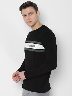 black chest print t-shirt - 16637035 - Standard Image - 2