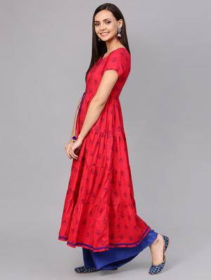 printed tiered kurta palazzo set - 16637040 - Standard Image - 2