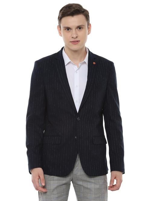 navy blue striped casual blazer - 16637043 - Standard Image - 1