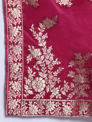 zari work silk fit & flare ethnic dress with dupatta - 16637172 - Standard Image - 5