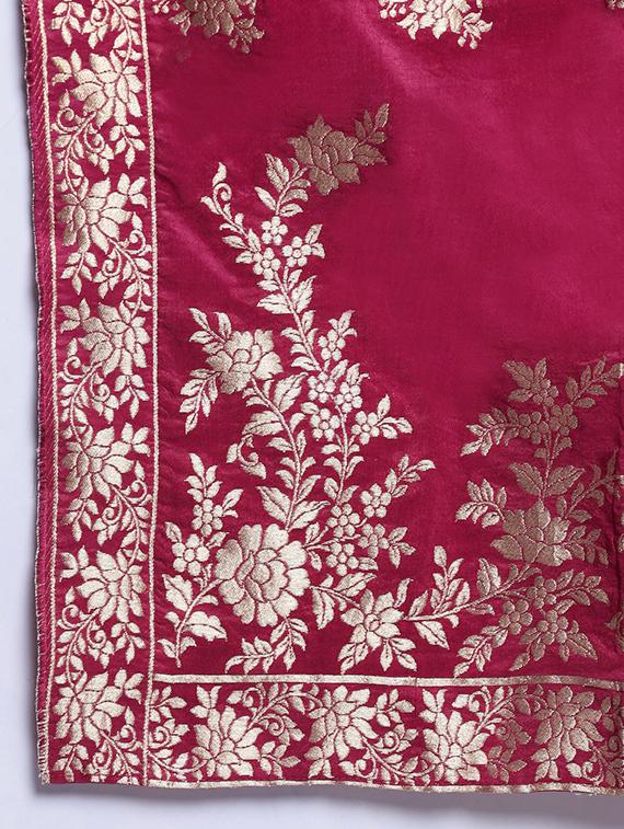 zari work silk fit & flare ethnic dress with dupatta - 16637172 - Zoom Image - 5