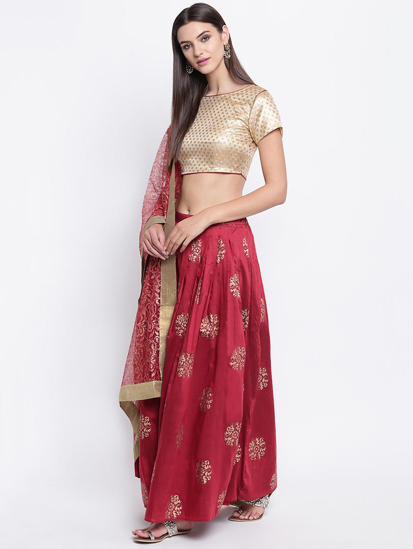block printed a-line lehenga with choli & dupatta - 16637174 - Zoom Image - 2