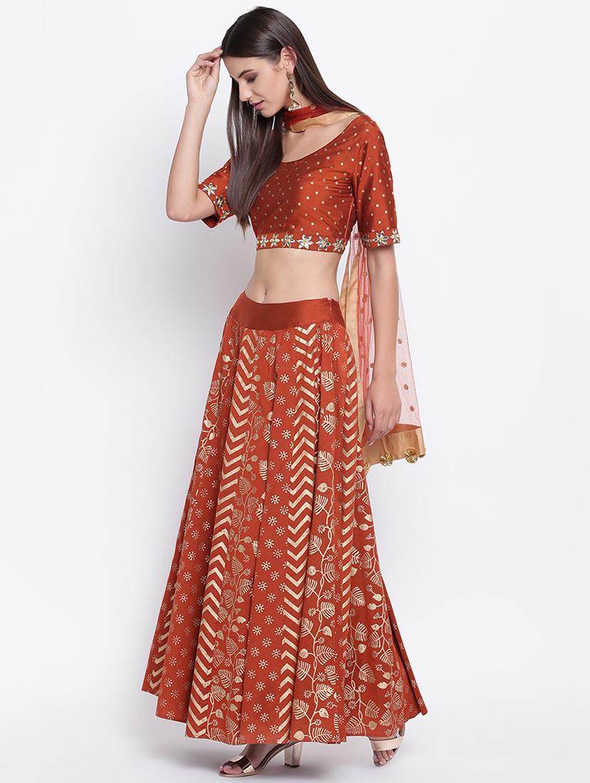 foil printed a-line lehenga choli with dupatta - 16637175 - Zoom Image - 2