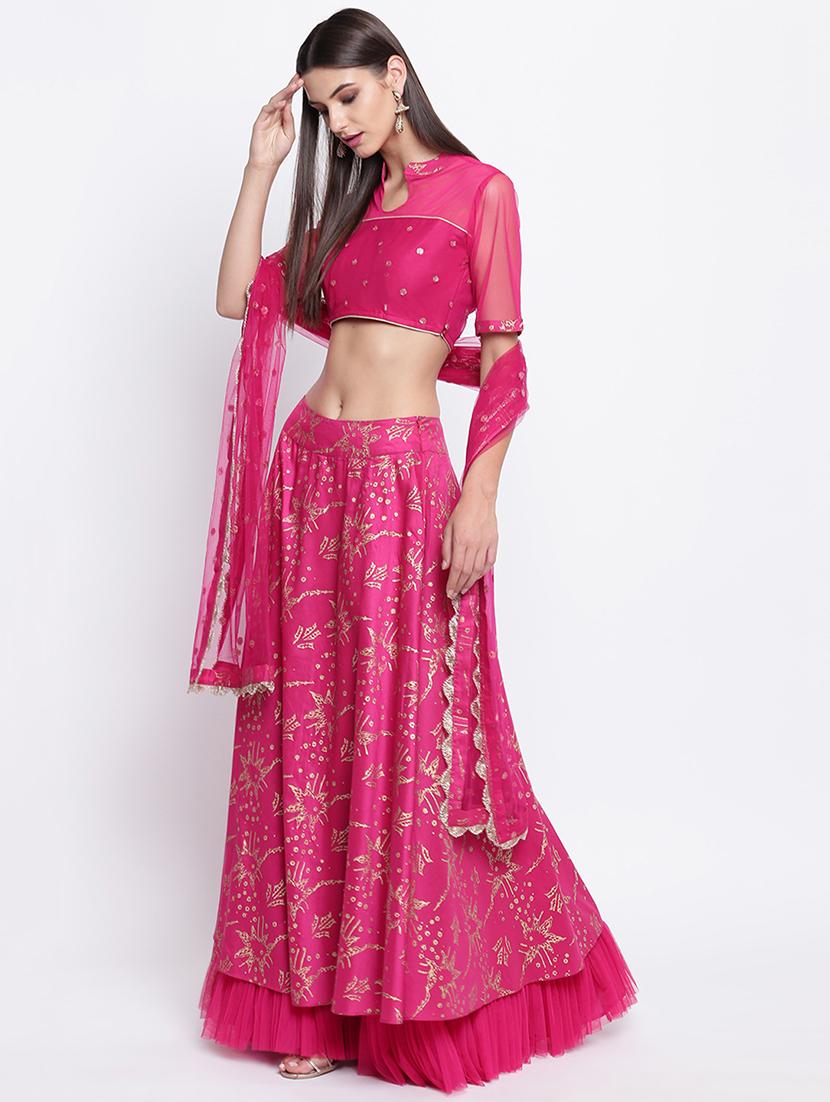 foil printed a-line lehenga choli with dupatta - 16637176 - Zoom Image - 2