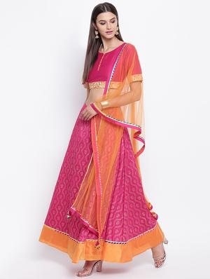foil printed a-line lehenga choli with dupatta - 16637178 - Standard Image - 2