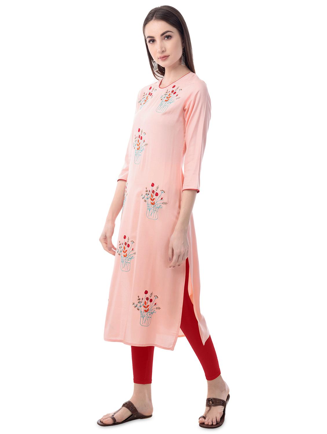 embroidered straight kurta - 16637206 - Zoom Image - 2