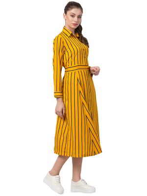 long sleeved striped a-line dress - 16637216 - Standard Image - 2