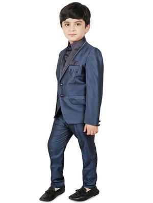 navy blue cotton suit set jackets & coat - 16637329 - Standard Image - 2