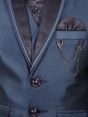 navy blue cotton suit set jackets & coat - 16637329 - Standard Image - 5