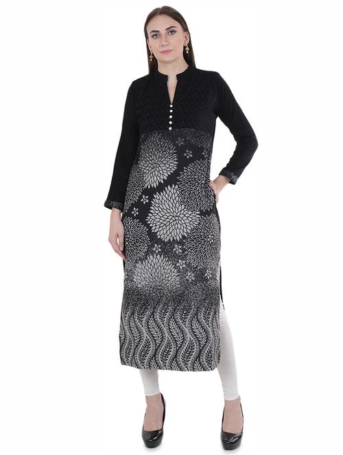 printed woolen kurta - 16637532 - Standard Image - 1