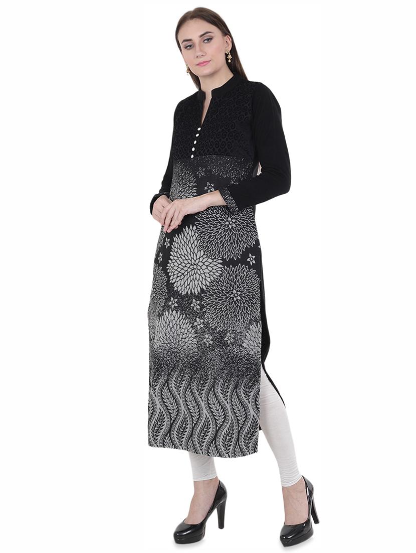 printed woolen kurta - 16637532 - Zoom Image - 2