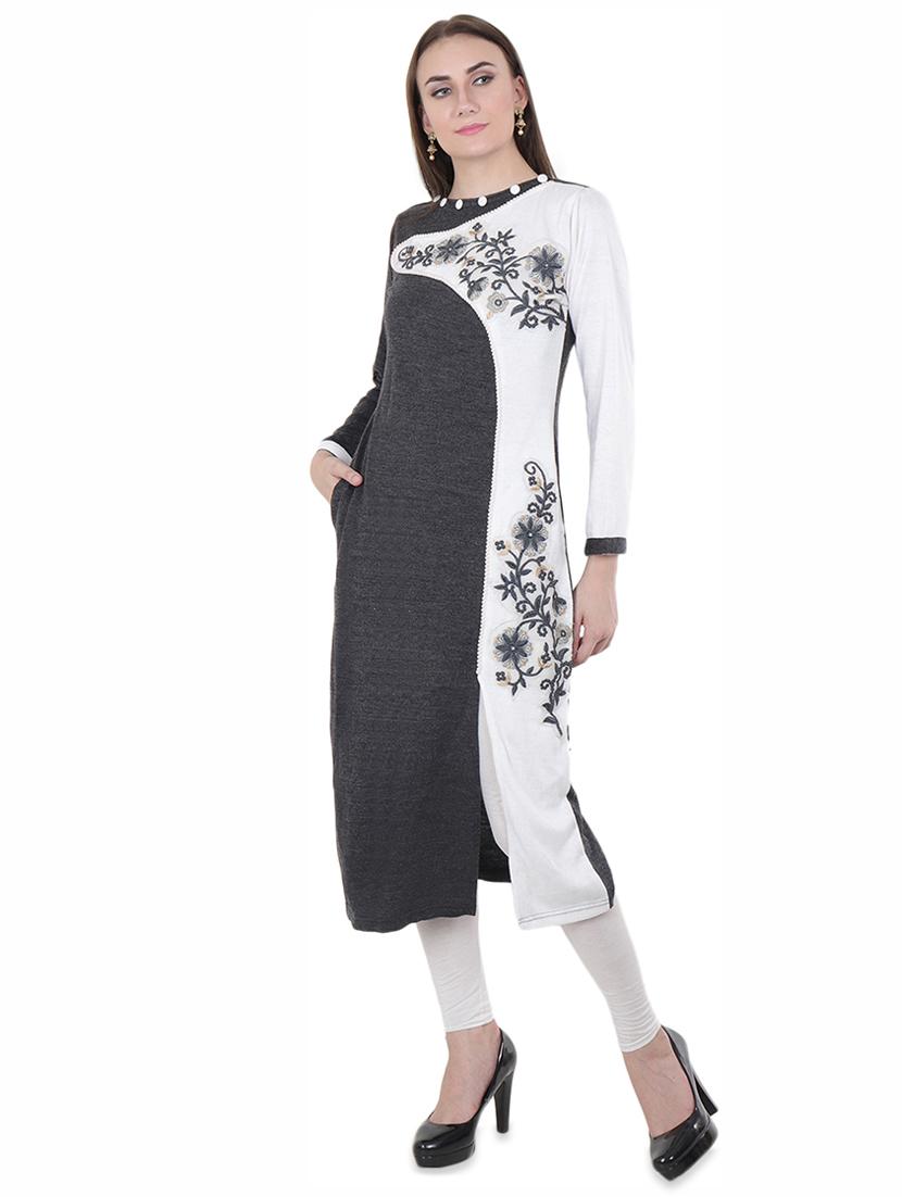 contrast woolen kurta - 16637533 - Zoom Image - 2