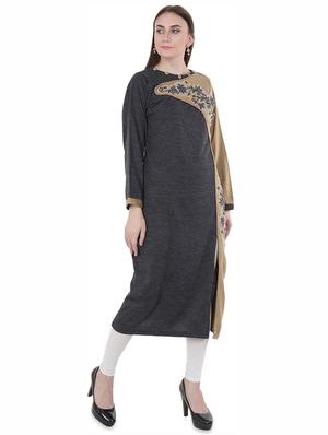 contrast woolen kurta - 16637534 - Standard Image - 2