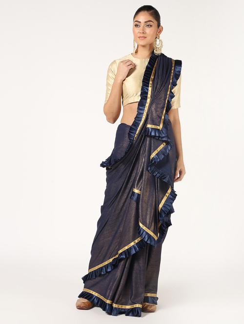 ruffled fusion saree with blouse - 16637553 - Standard Image - 1