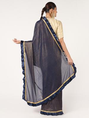 ruffled fusion saree with blouse - 16637553 - Standard Image - 2
