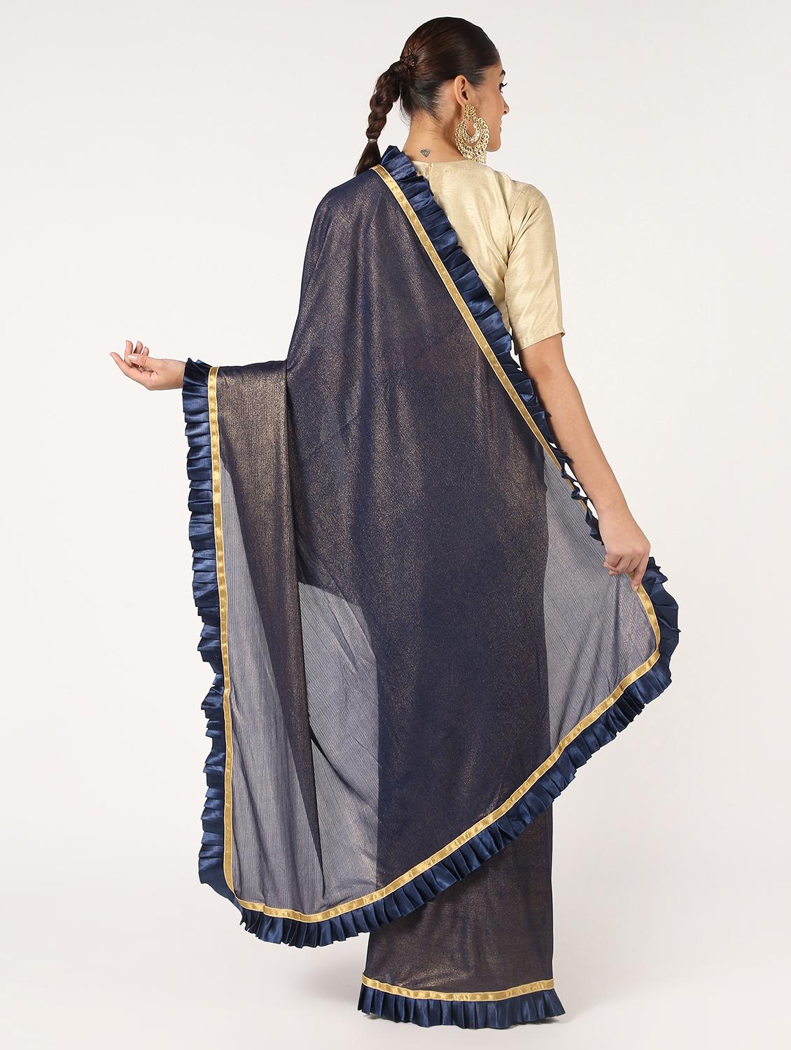ruffled fusion saree with blouse - 16637553 - Zoom Image - 2