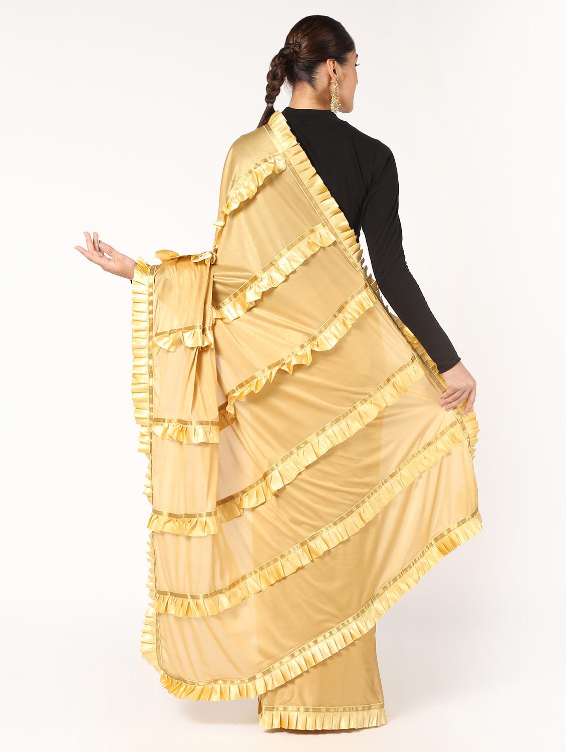 ruffled fusion saree with blouse - 16637554 - Zoom Image - 2