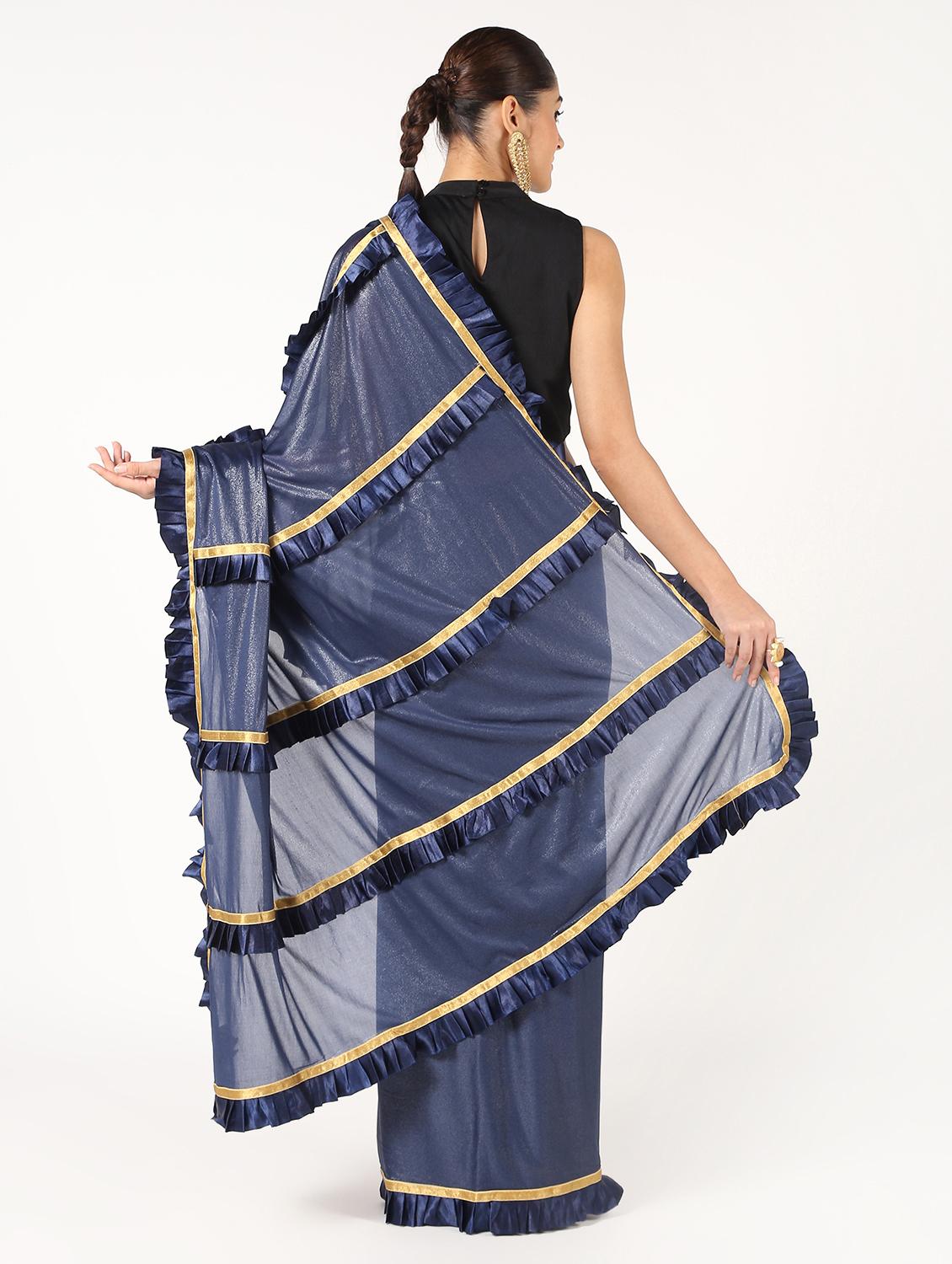 ruffled fusion saree with blouse - 16637557 - Zoom Image - 2