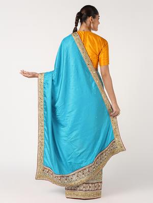 embellished zardosi work saree with blouse - 16637570 - Standard Image - 2