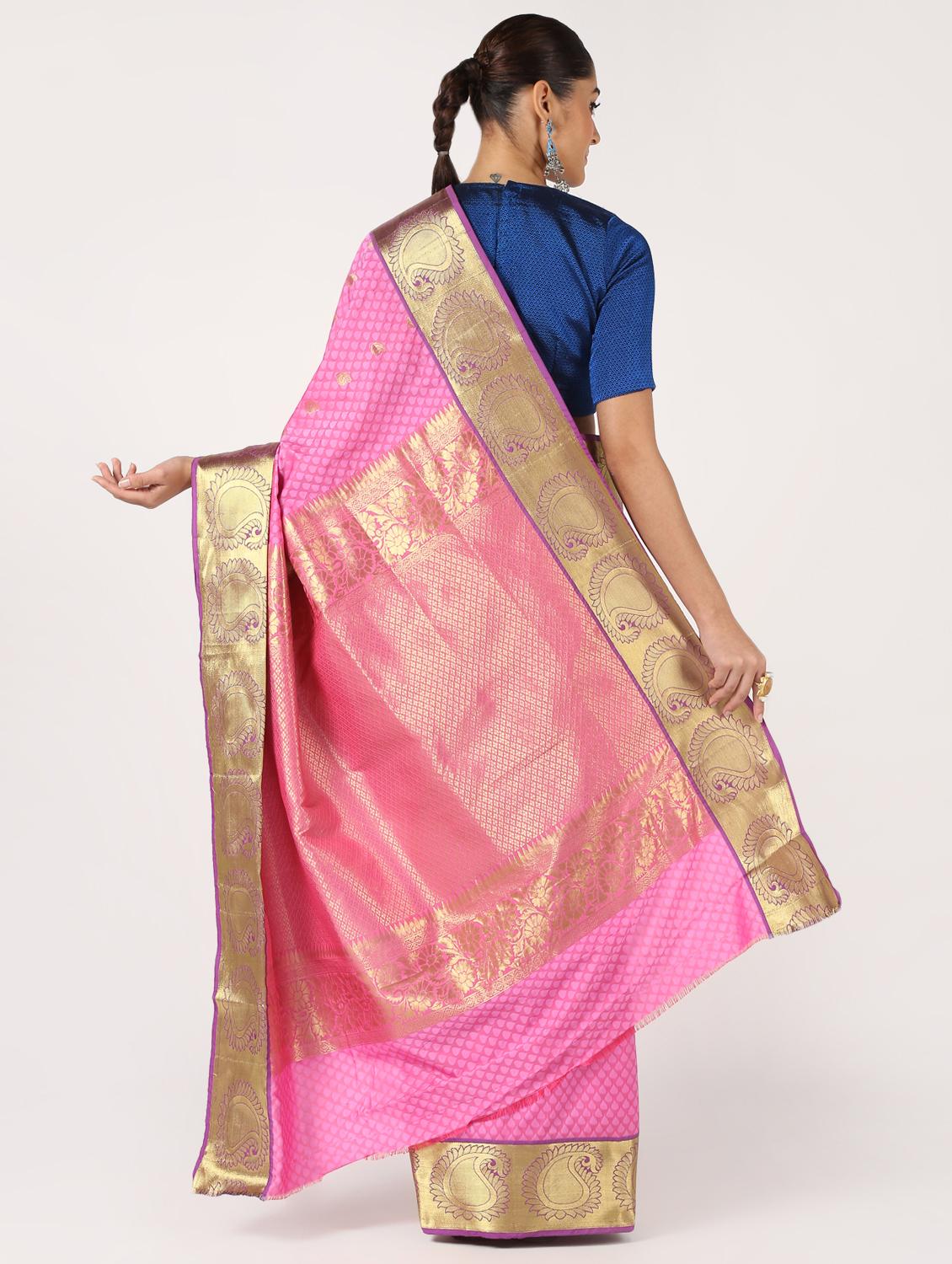 zari work kanjivaram saree with blouse - 16637591 - Zoom Image - 2