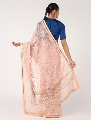 self-design net saree with blouse - 16637608 - Standard Image - 2