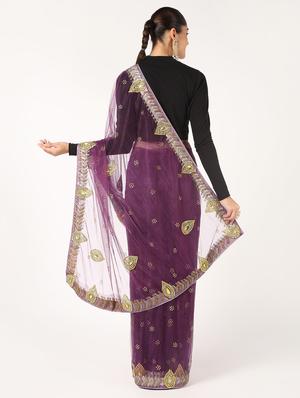 zardosi stone work saree with blouse - 16637636 - Standard Image - 2