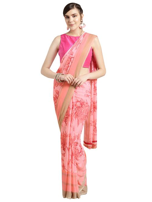 floral printed saree with blouse - 16637821 - Standard Image - 1