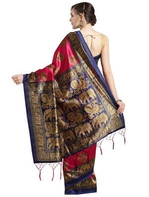 conversational woven saree with blouse - 16637830 - Standard Image - 2