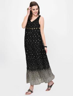 printed flared ethnic dress - 16637980 - Standard Image - 2