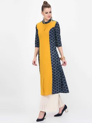 contrast a-line kurta - 16638033 - Standard Image - 2
