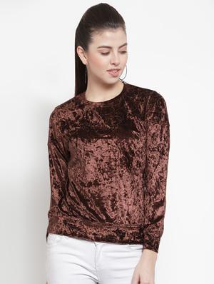 crew neck embellished velvet top - 16638105 - Standard Image - 2