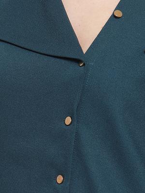 styled neck button up solid top - 16638111 - Standard Image - 5